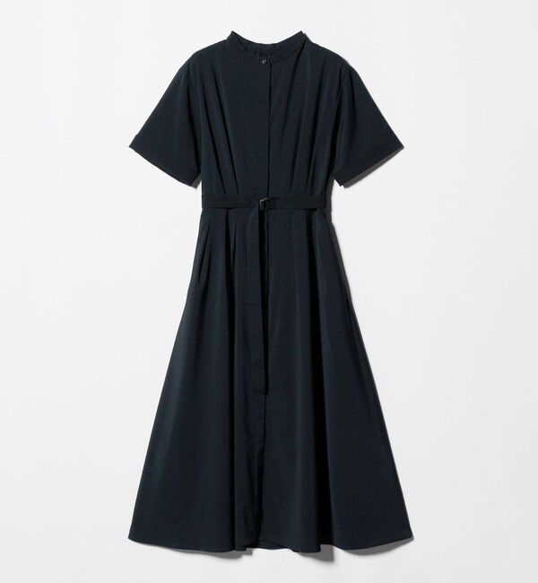 UNITED ARROWS green label relaxing「ベルト フレア ワンピース マシンウォッシャブル 吸水速乾 」|ワンピース|NAVY