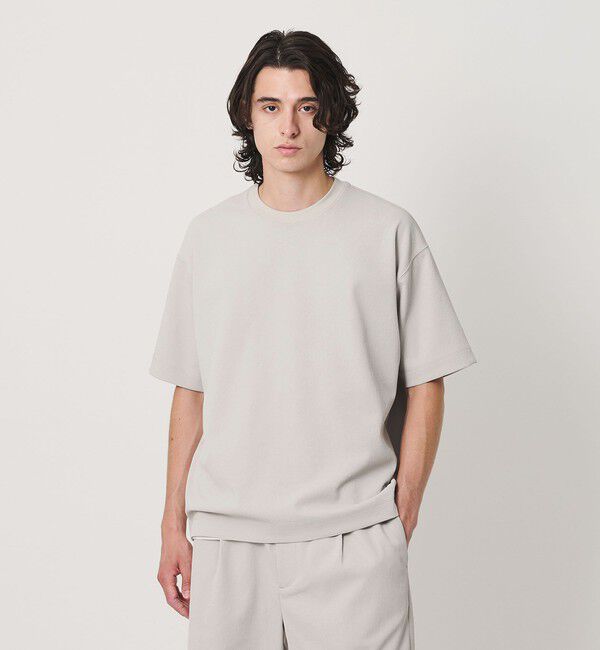 BEAUTY&YOUTH UNITED ARROWS「Air Dobby ワイドテーパード クルーネック Tシャツ ヨコストレッチ 吸水速乾 ウォッシャブル」|Tシャツ・カットソー|LT.GRAY