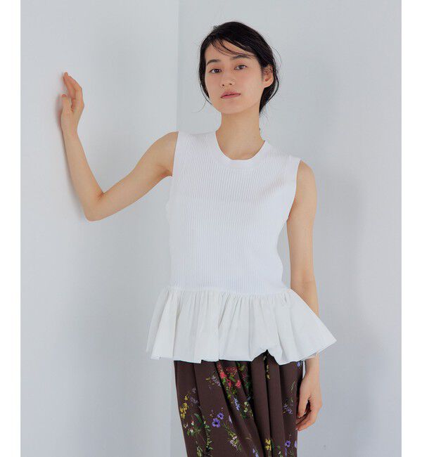 EMMEL REFINES「＜EMMEL REFINES＞EM スソバルーン ノースリーブ ニット」|ニット・セーター|WHITE