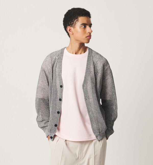 BEAUTY&YOUTH UNITED ARROWS「アイレットパターン シアー カーディガン 」|カーディガン|MD.GRAY
