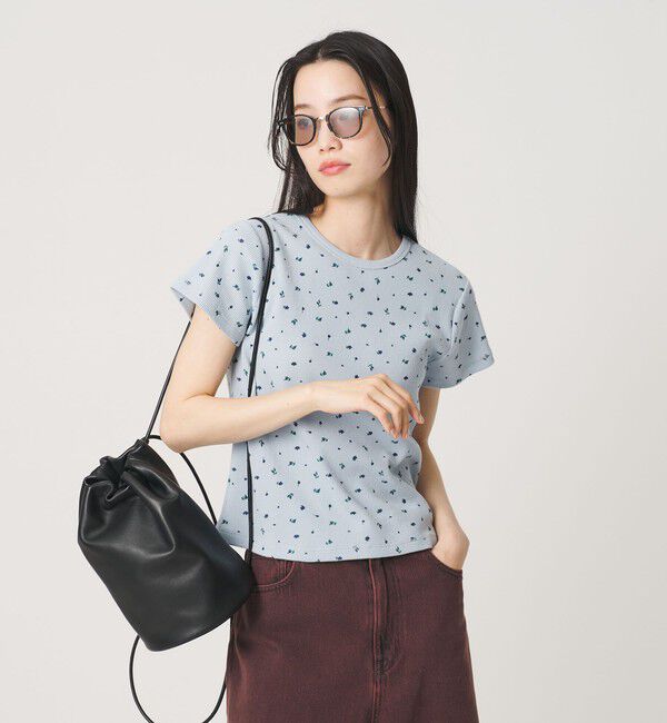 BEAUTY&YOUTH UNITED ARROWS「フラワー ワッフル ショートスリーブTシャツ」|Tシャツ・カットソー|LT.BLUE