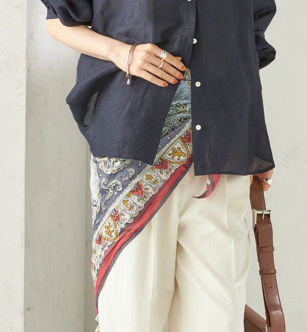 SHIPS for women「《一部追加予約》BINDU: スカーフ 100&times;100」|バンダナ・スカーフ|ネイビー