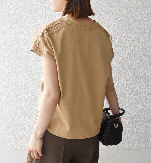 SHIPS any「《予約》SHIPS any:〈洗濯機可能〉ジャージー フレンチスリーブ レース TEE」|Tシャツ・カットソー|