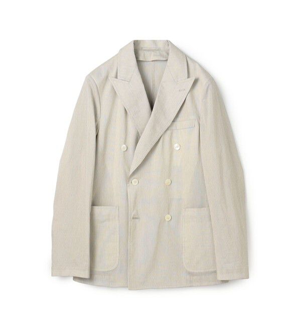 TOMORROWLAND MENS「コットンシルクシアサッカー ダブルブレステッド6Bジャケット GIANNETTI PIERO」|テーラードジャケット|12 ベージュ系