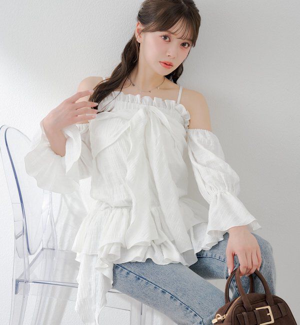 「ドロップデザインオフショルチュニック」|シャツ・ブラウス|アイボリー