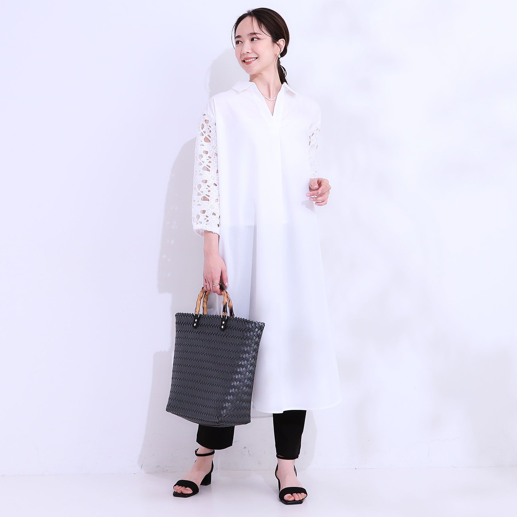 SHOO･LA･RUE「お袖レースが上品な シャツワンピース」|ワンピース|