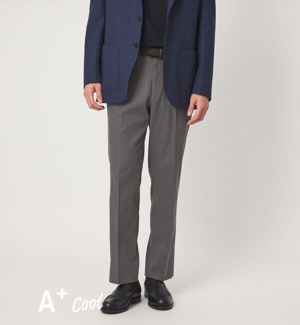 UNITED ARROWS green label relaxing「A+ COOL ロイヤルオックス スタンダード アジャスター NP スラックス -ウォッシャブル・接触冷感・吸水速乾」|スラックス|MD.GRAY