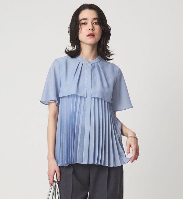 UNITED ARROWS green label relaxing「ヨーク プリーツ ショートスリーブ ブラウス」|シャツ・ブラウス|LT.BLUE