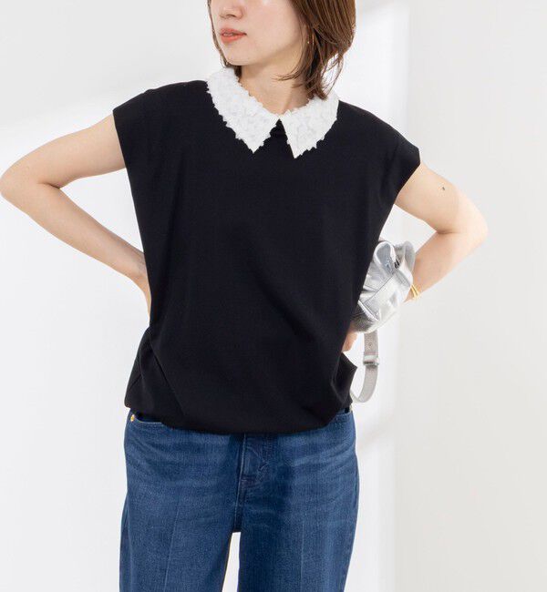 NOLLEY'S「《セットアップ対応/接触冷感》【BECシリーズ】ウォッシャブルハイスペックジャージノースリーブ」|Tシャツ・カットソー|ブラック