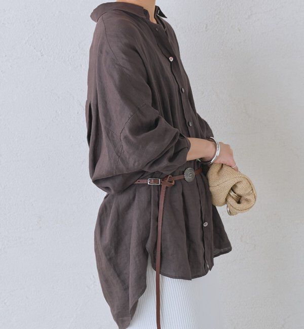  「予約【7色展開/日焼け・冷房対策/手洗い可】リネンワイドシャツ」|シャツ・ブラウス|
