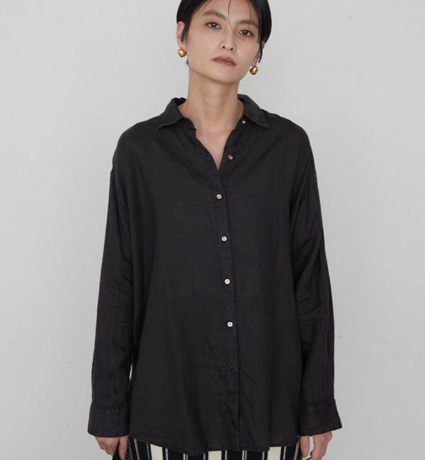  「《累計販売2万枚/名品アイテム》リネンバックタイシャツ」|シャツ・ブラウス|ブラック