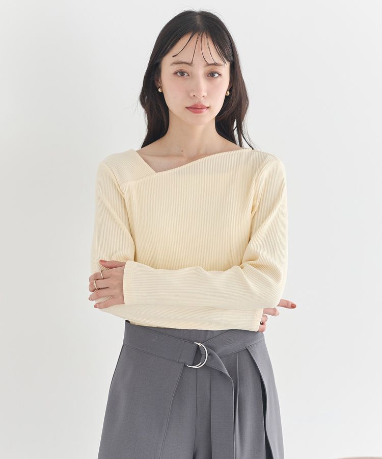 earth music&ecology「アシメネックリブプルオーバー」|Tシャツ・カットソー|