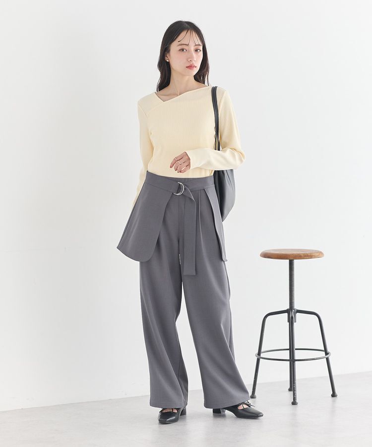 earth music&ecology「アシメネックリブプルオーバー」|Tシャツ・カットソー|