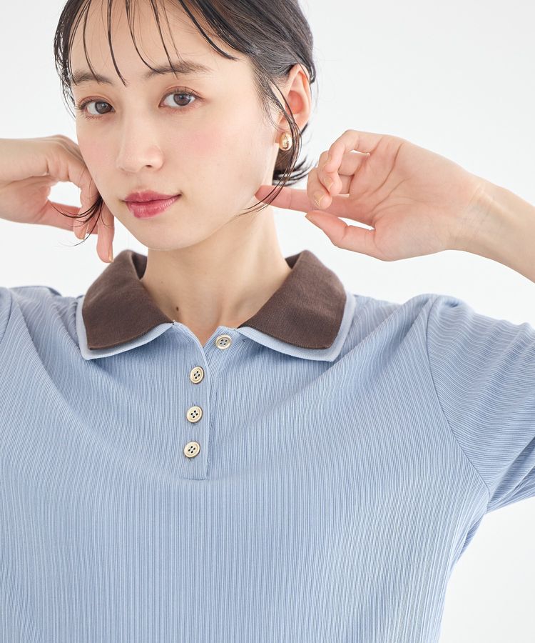 earth music&ecology「ダブル衿ペプラムプルオーバー」|Tシャツ・カットソー|