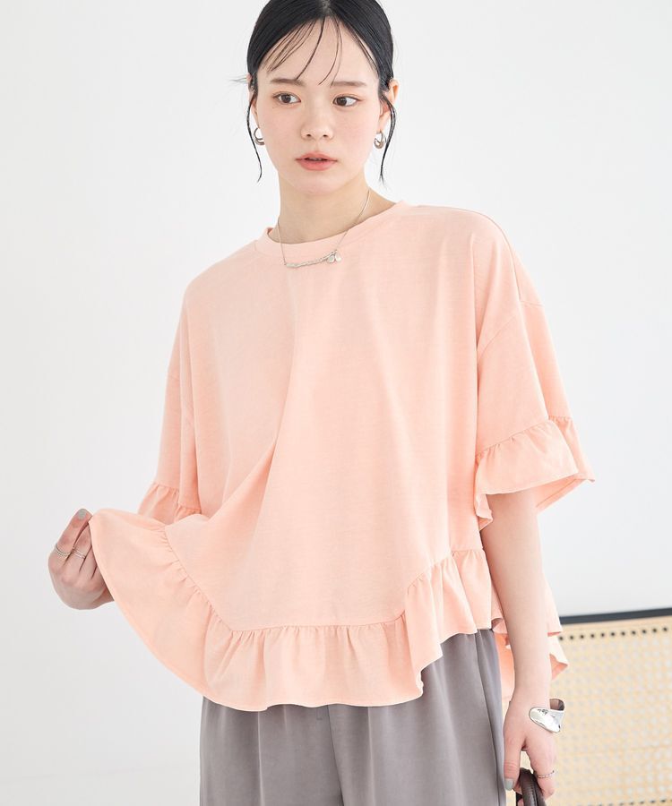 earth music&ecology「ピグメントフリルTシャツ」|Tシャツ・カットソー|Pink