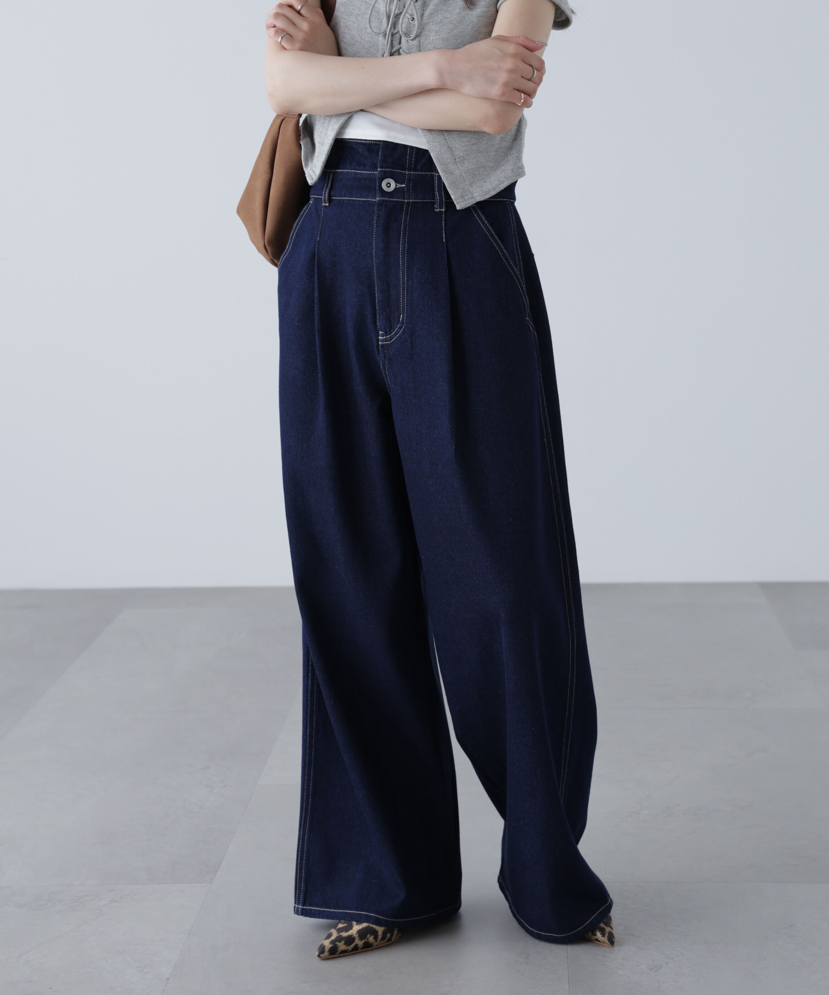  「折り返しハイウエストデニムパンツ」|その他|