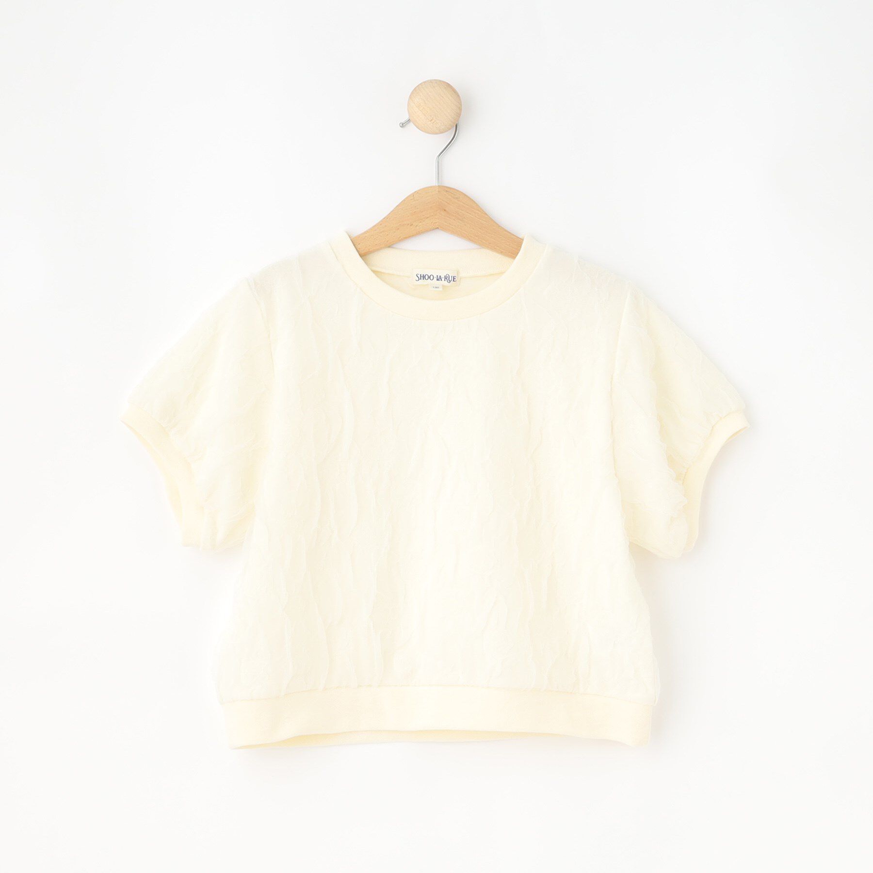 SHOO･LA･RUE「【130-150cm】シアーの凹凸感が大人っぽい デザイントップス」|Tシャツ・カットソー|