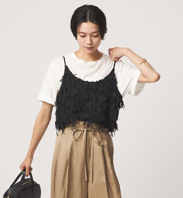 UNITED ARROWS green label relaxing「ファンシー ニット キャミソール」|キャミソール|BLACK