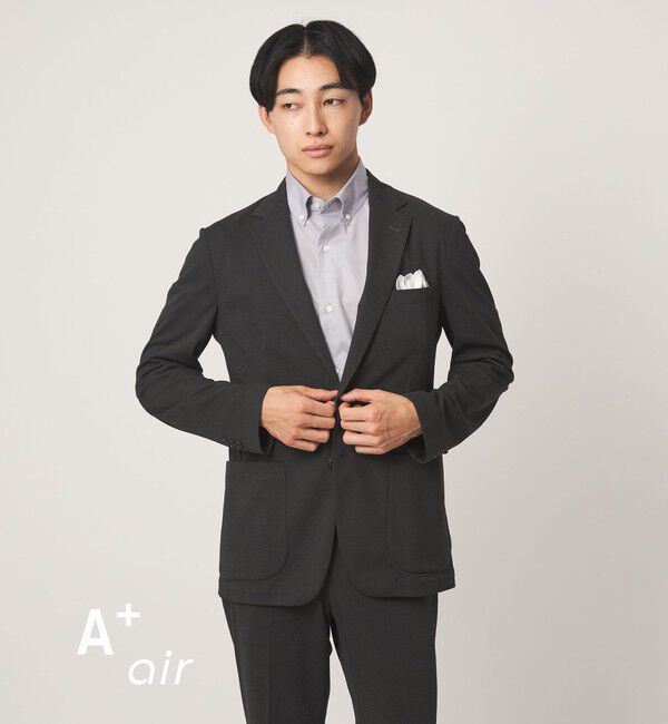 UNITED ARROWS green label relaxing「A+ air オックスジャージ 2B スタンダード セットアップ ジャケット -ウォッシャブル・ストレッチ・通気性-」|テーラードジャケット|DK.GRAY