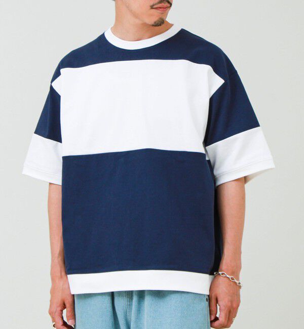 GLOSTER「【バックプリントが映える】切り替え GOODNESS オーバーストライプ Tシャツ」|Tシャツ・カットソー|