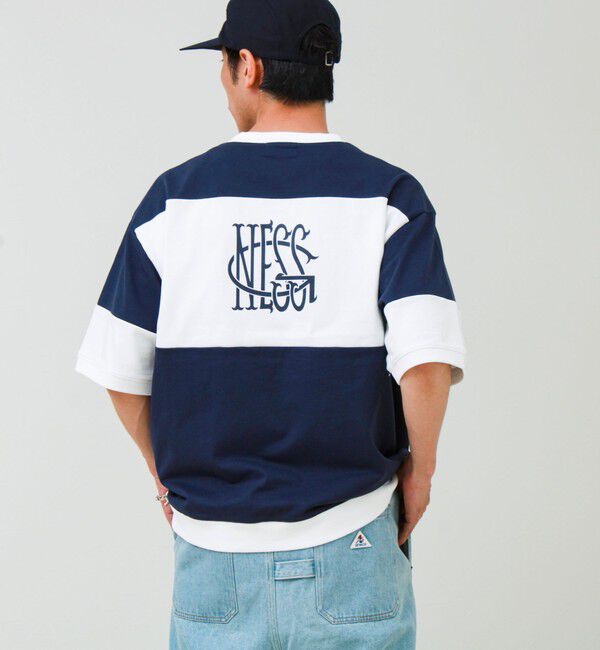 GLOSTER「【バックプリントが映える】切り替え GOODNESS オーバーストライプ Tシャツ」|Tシャツ・カットソー|