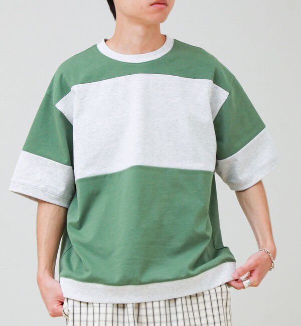 GLOSTER「【バックプリントが映える】切り替え GOODNESS オーバーストライプ Tシャツ」|Tシャツ・カットソー|
