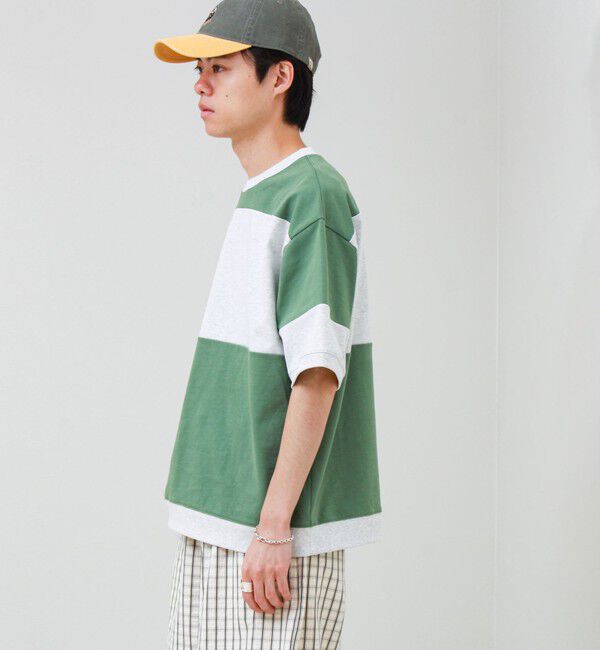 GLOSTER「【バックプリントが映える】切り替え GOODNESS オーバーストライプ Tシャツ」|Tシャツ・カットソー|
