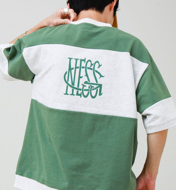 GLOSTER「【バックプリントが映える】切り替え GOODNESS オーバーストライプ Tシャツ」|Tシャツ・カットソー|