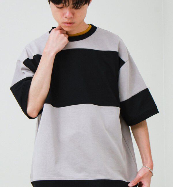 GLOSTER「【バックプリントが映える】切り替え GOODNESS オーバーストライプ Tシャツ」|Tシャツ・カットソー|