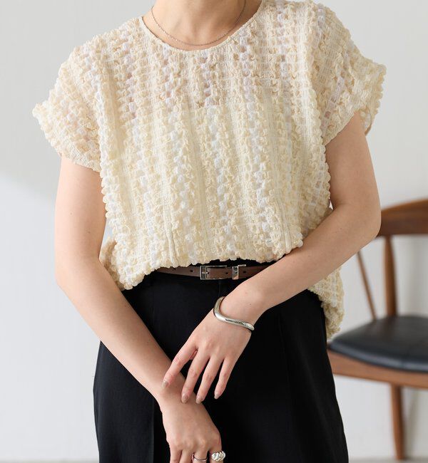  「【シルエットを変えられる】ドロストウエストフレンチTシャツ」|シャツ・ブラウス|ベージュ