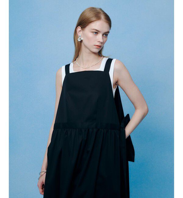 LOULOU WILLOUGHBY「【LOULOU WILLOUGHBY】コットンサテンエプロンワンピース」|ワンピース|