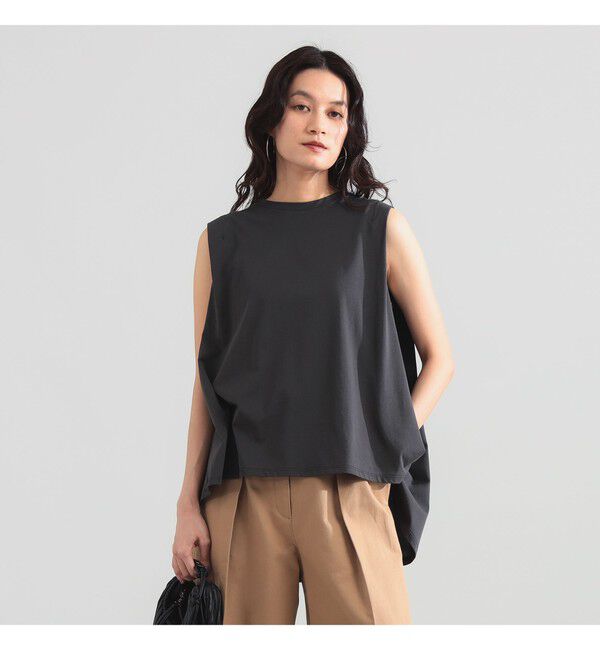 Demi-Luxe BEAMS 「コットン バックフレア ノースリーブ プルオーバー」|Tシャツ・カットソー|