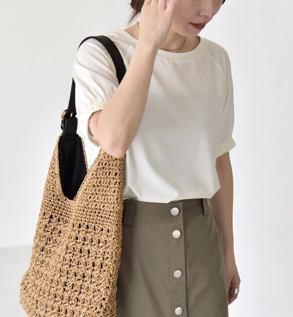 quaranciel「《予約》quaranciel:〈洗濯機可能〉シルク ミックス パフ スリーブ プルオーバー」|Tシャツ・カットソー|