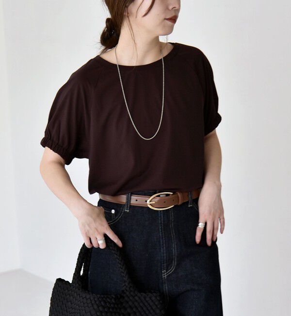quaranciel「《予約》quaranciel:〈洗濯機可能〉シルク ミックス パフ スリーブ プルオーバー」|Tシャツ・カットソー|