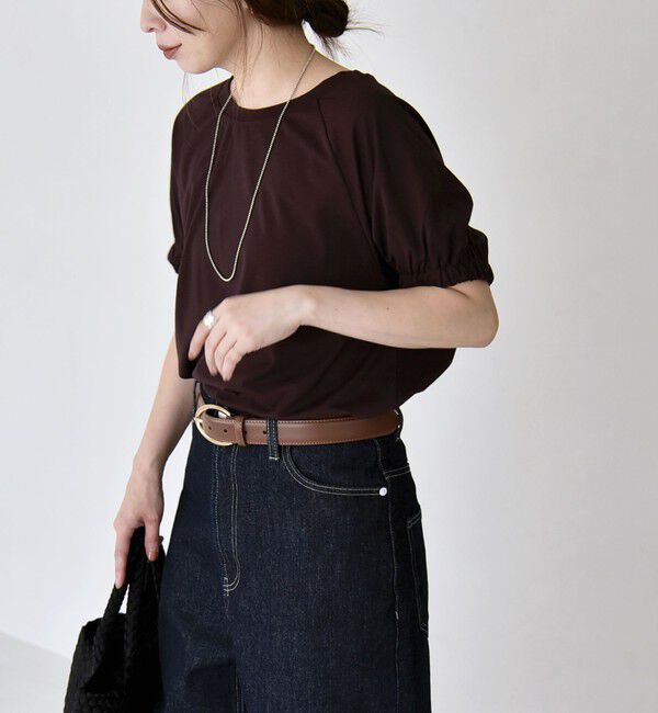 quaranciel「《予約》quaranciel:〈洗濯機可能〉シルク ミックス パフ スリーブ プルオーバー」|Tシャツ・カットソー|