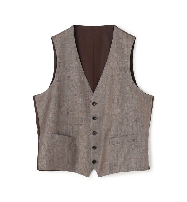 TOMORROWLAND MENS「ウール マイクロハウンドトゥース 5Bベスト Dormeuil Amadeus365」|ベスト・ジレ|46 ブラウン系