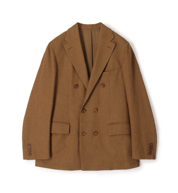 TOMORROWLAND MENS「ウールリネンメッシュシャンブレー ダブルブレステッド6Bジャケット」|テーラードジャケット|45 テラコッタ