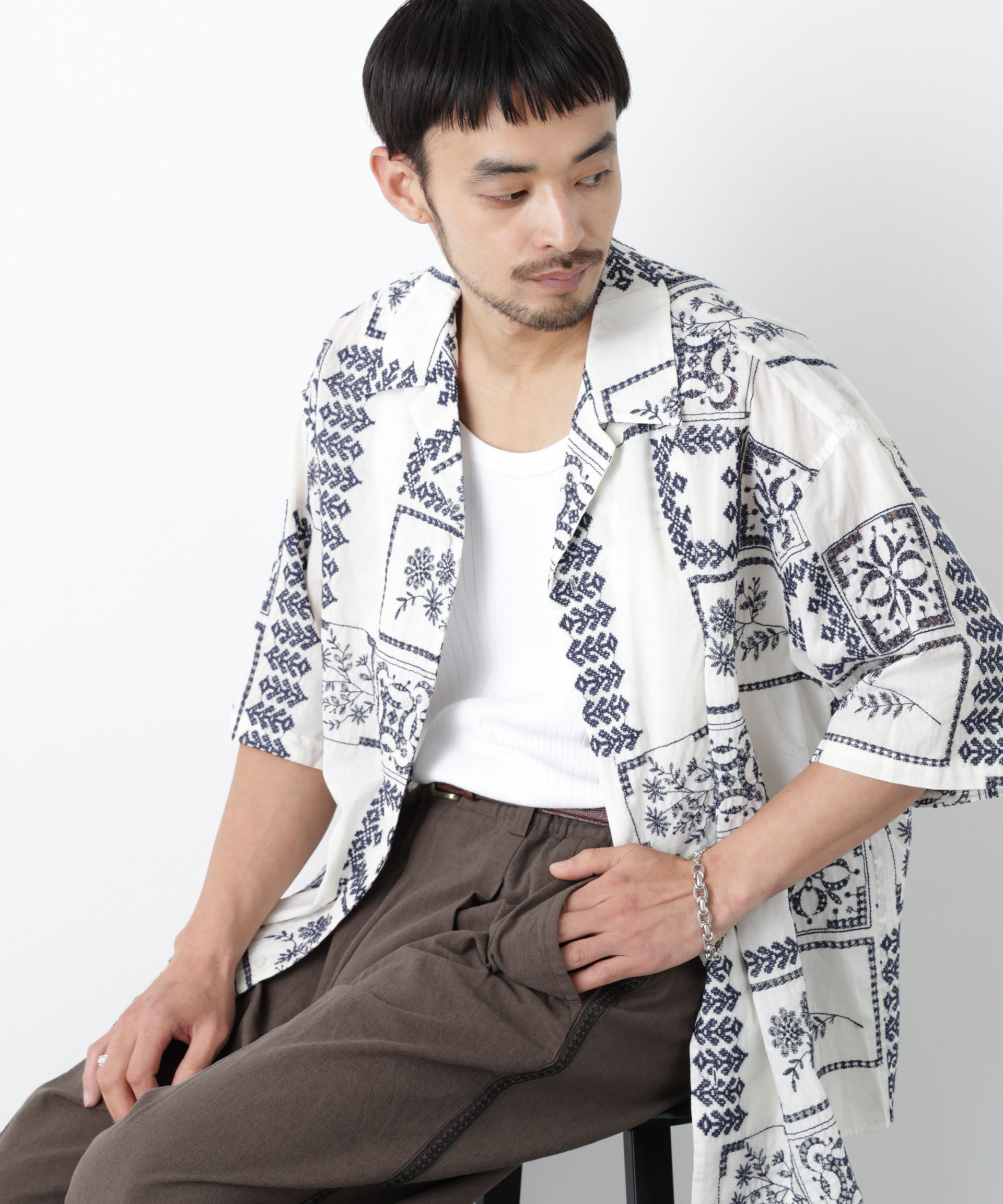 nano･universe「｢OtoNANO｣&times;masoret アイレット刺繍シャツ」|シャツ・ブラウス|