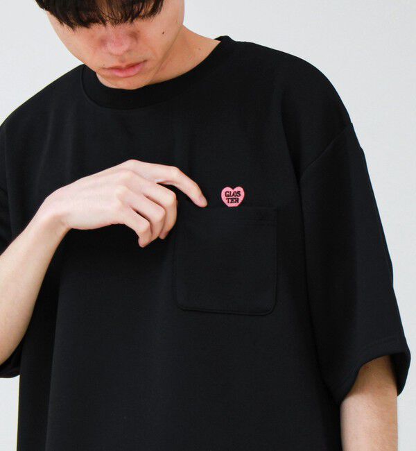 GLOSTER「【ユニセックスで着たい】接触冷感ハート刺繍ポケTEE」|Tシャツ・カットソー|ブラック