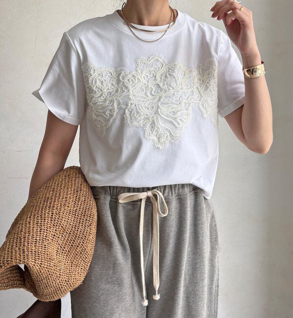  「レースドッキングTEE」|Tシャツ・カットソー|