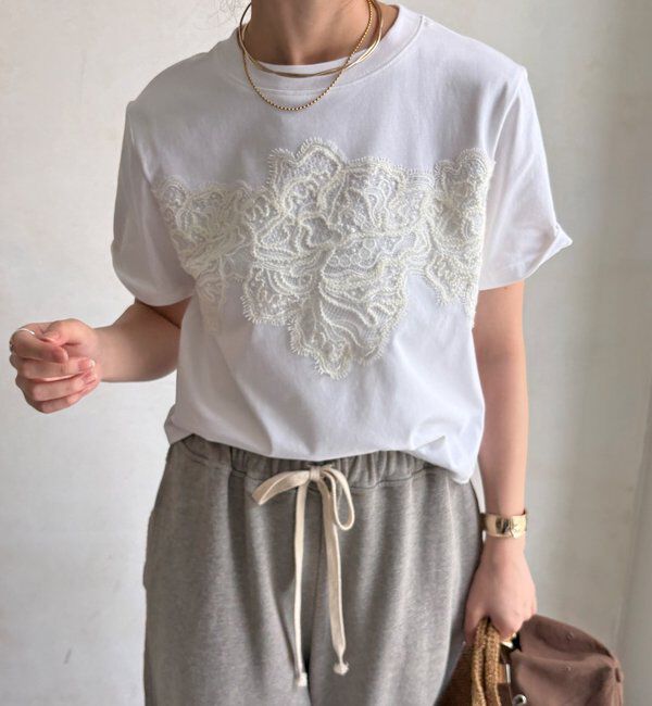  「レースドッキングTEE」|Tシャツ・カットソー|