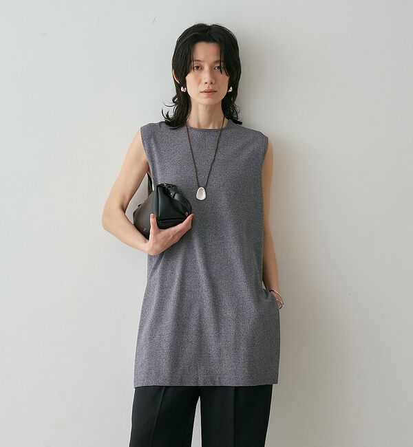 qualite「【接触冷感・セットアップ対応】レーヨンストレッチニットチュニック【予約】」|ワンピース|
