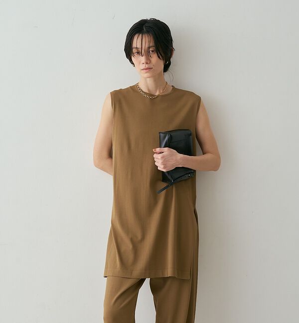 qualite「【接触冷感・セットアップ対応】レーヨンストレッチニットチュニック【予約】」|ワンピース|