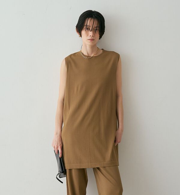 qualite「【接触冷感・セットアップ対応】レーヨンストレッチニットチュニック【予約】」|ワンピース|