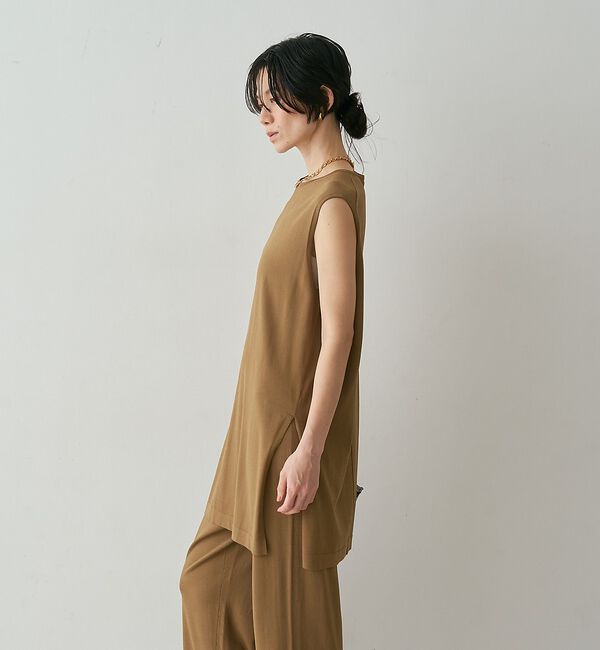 qualite「【接触冷感・セットアップ対応】レーヨンストレッチニットチュニック【予約】」|ワンピース|