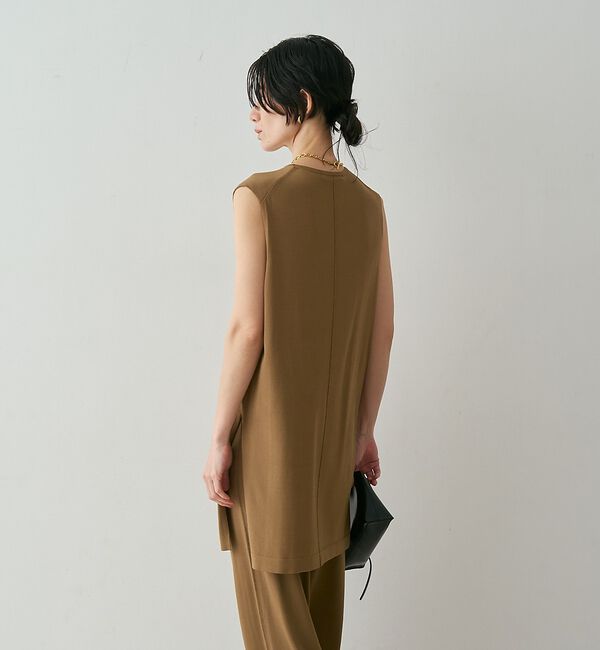 qualite「【接触冷感・セットアップ対応】レーヨンストレッチニットチュニック【予約】」|ワンピース|