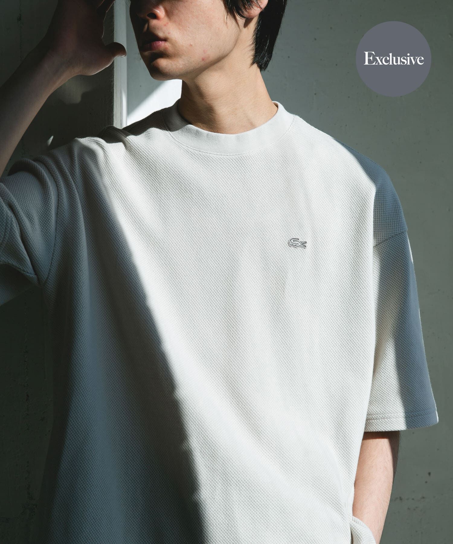 URBAN RESEARCH DOORS「『別注』LACOSTE&times;DOORS　THICK PIQUE ROUND SHORT-SLEEVE」|Tシャツ・カットソー|アイボリー