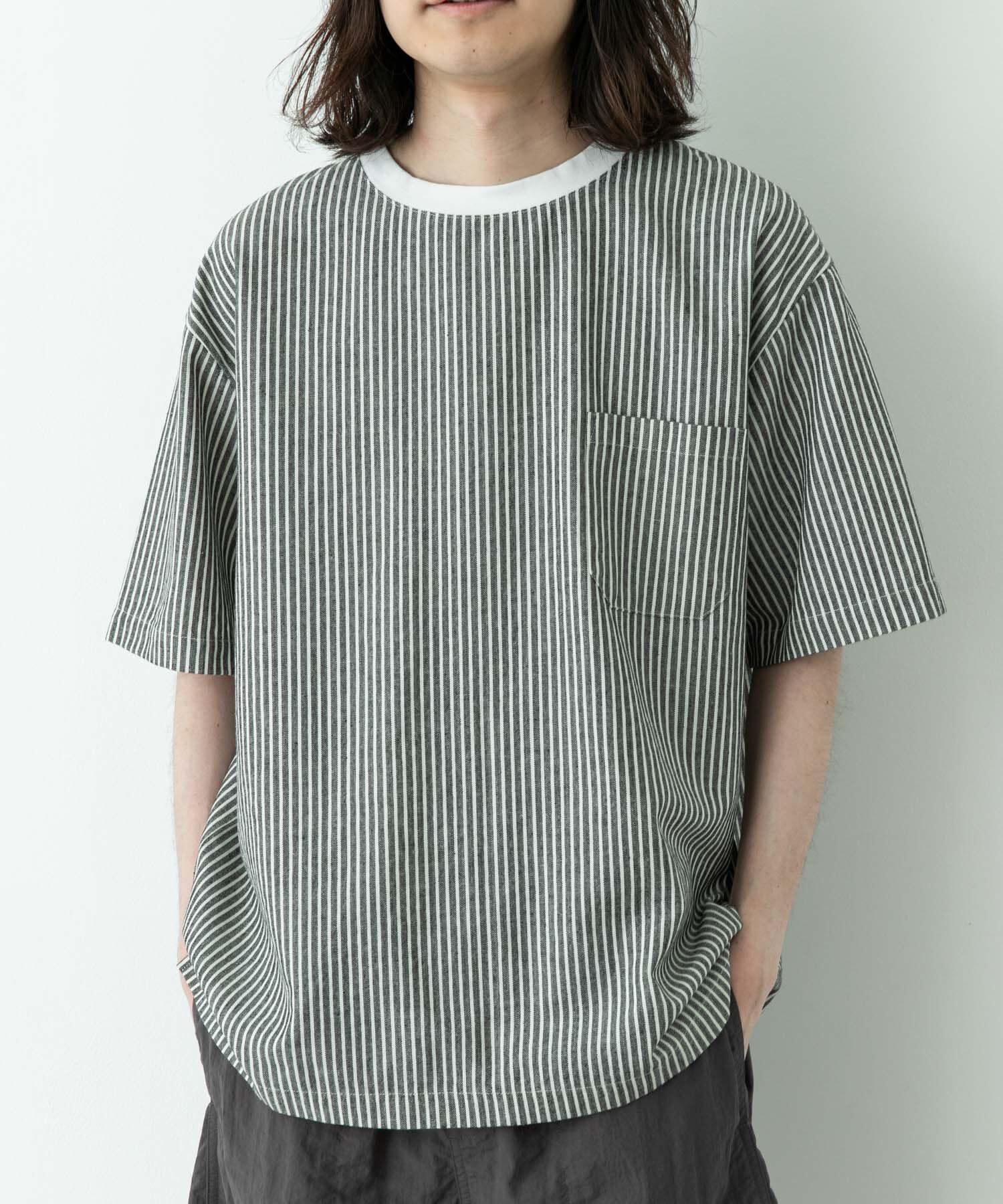 Sonny Label 「接触冷感リネン混ショートスリーブTシャツ」|Tシャツ・カットソー|ストライプ