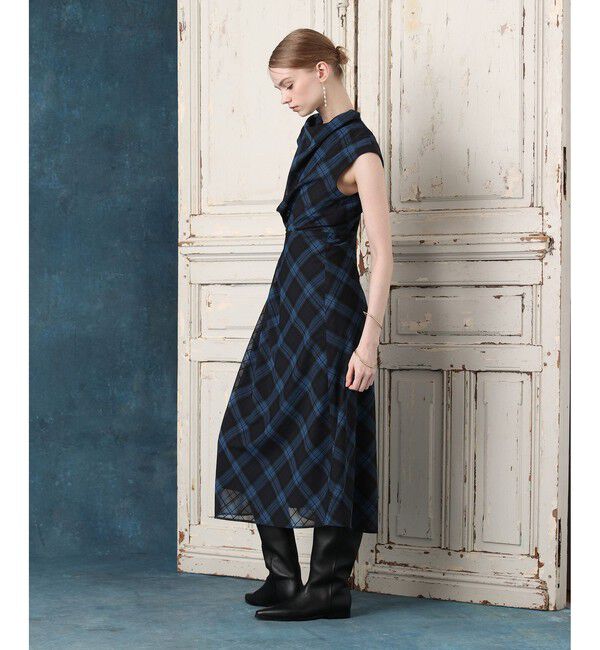 LOULOU WILLOUGHBY「【LOULOU WILLOUGHBY】ドレープチェックワンピース」|ワンピース|