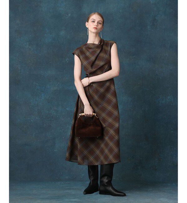 LOULOU WILLOUGHBY「【LOULOU WILLOUGHBY】ドレープチェックワンピース」|ワンピース|